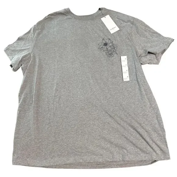 NWT Goodfellow & Co. Size XL Men Tee Shirt Floral Gray Crew Neck Causal Neutral - Picture 2 of 9